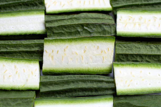 istock Close up of Cut Fresh luffa vegetables 1305808802