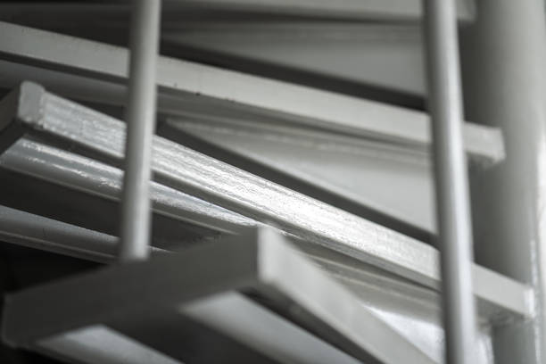 istock Metal part of sprical staircase. 1305809969