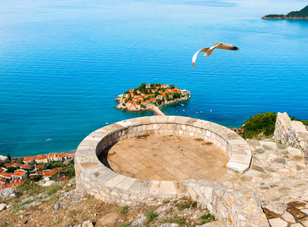 istock Observation deck in Sveti Stefan 1305811369
