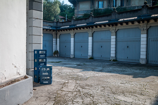 Crates of Norda Mineral Water in Bellagio on Lake Como, Italy