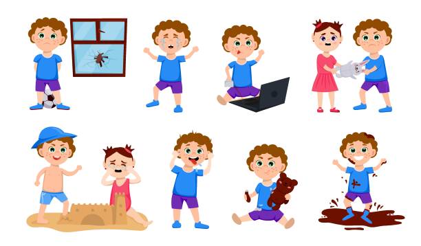 Funny children jump in puddle a flat cartoon Vector Image