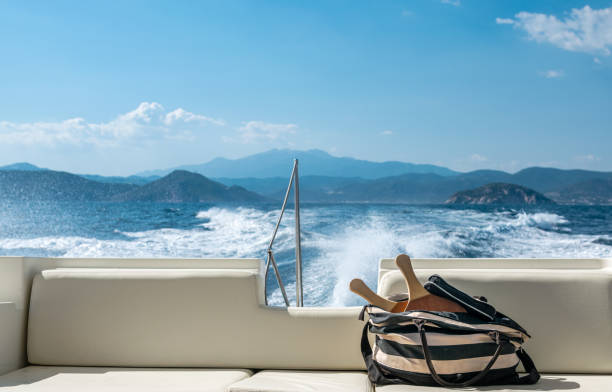 istock Beach bag on luxury yacht. 1305818863