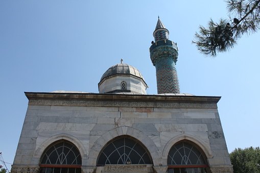 Bursa, Turkey-July 7, 2012: Front Facade of Green Mosque in Iznik.