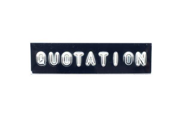 istock Embossed letter in word quotation on black banner with white background 1305820114