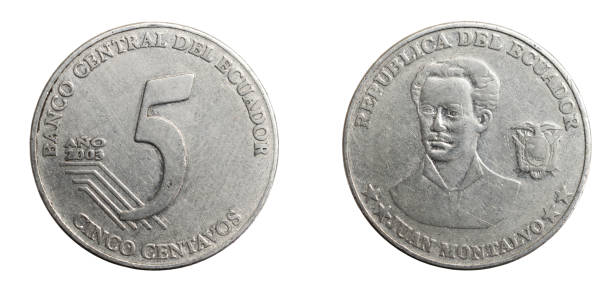 istock Ecuador five centavos coin on a white isolated background 1305823329