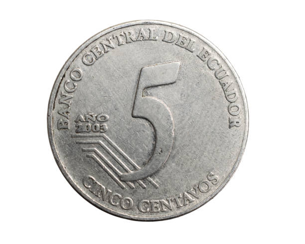 istock Ecuador five centavos coin on a white isolated background 1305823395