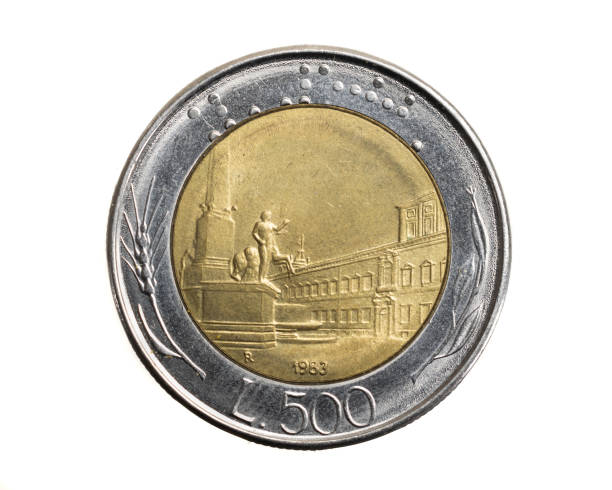 istock Italy five hundred lira coin on a white isolated background 1305823995