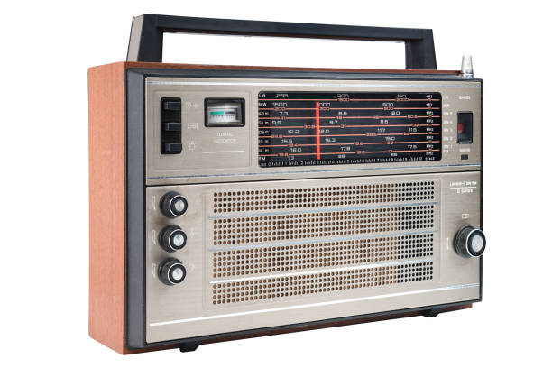 istock 1960s retro radio isolated over white. 1305825481