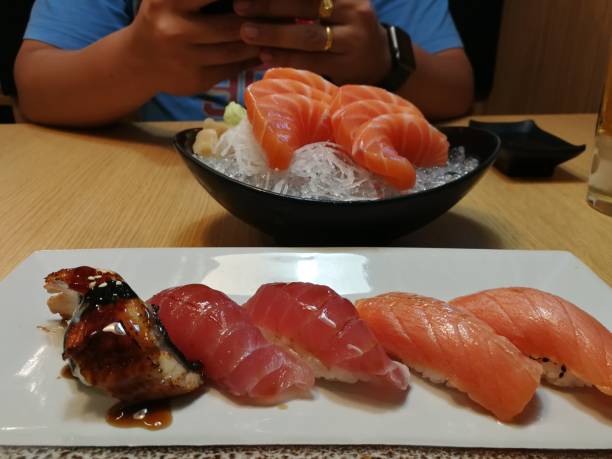 istock Salmon fillet, salmon sashimi. 1305825544