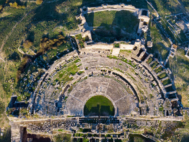 Ruins of ancient greek amphitheater at Miletus on the western coast of Anatolia, Turkey