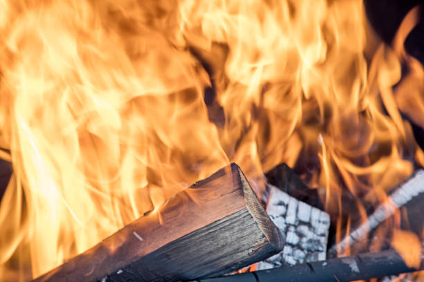 istock Coals and flames in the fire. 1305826766