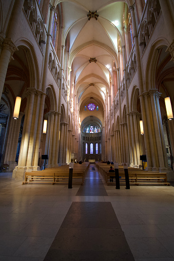 Interior of the Saint Jean Baptiste cathedral in Lyon in France.