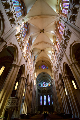 Interior of the Saint Jean Baptiste cathedral in Lyon in France.