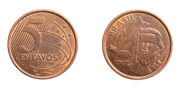 istock Brazil five centavos coin on white isolated background 1305831326