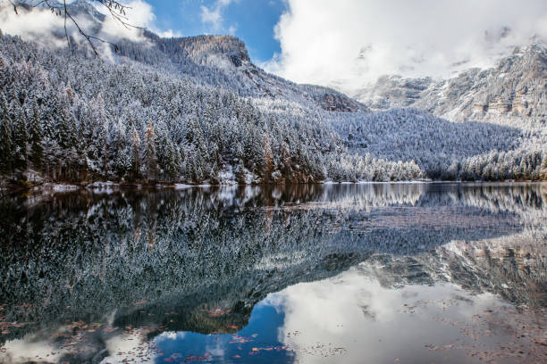 istock lake in mountains between autumn and winter 1305831787