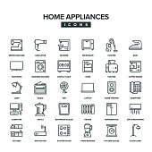 Home Appliances Line Icon Set