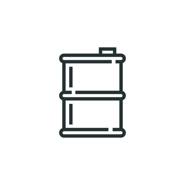 ilustraciones, imágenes clip art, dibujos animados e iconos de stock de icono de la línea de barril de petróleo - oil drum fuel storage tank barrel container