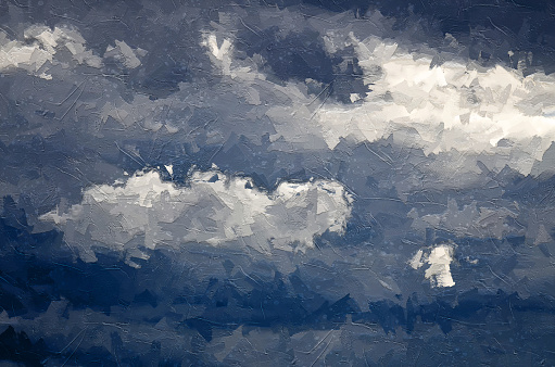 Impressionistic Style Artwork of Dark Storm Clouds Building in the Sky