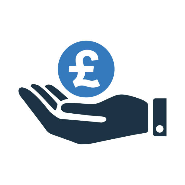 Pound sterling, price, hand money icon. Editable vector isolated on a white background. Pound sterling, price, hand money icon. Well organized and editable Vector design using in commercial purposes, print media, web or any type of design projects. pound sign stock illustrations