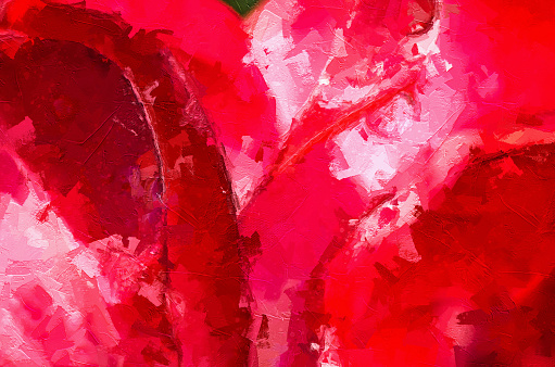 Impressionistic Style Artwork of a Nature Abstract: Lost in the Gentle Folds of the Delicate Red Rose