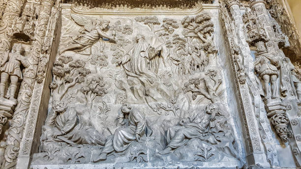 istock Stone relief of biblical scene inside Burgos Cathedral 1305839775