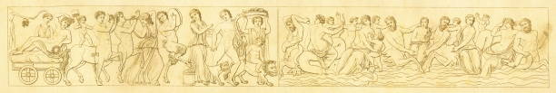 greccy bogowie z okresu klasycznego. procesja dionizyjska | zabytkowe ilustracje historyczne - greece ancient history roman classical greek stock illustrations