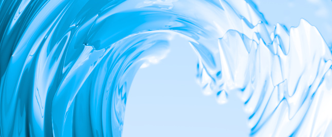 Blue wave, abstract liquid background. 3d illustration, 3d rendering.