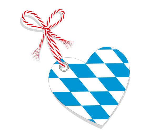 flagge als herz "i love bavaria" mit einer schnurschnur, vektorillustration isoliert auf weißem hintergrund - bayern stock-grafiken, -clipart, -cartoons und -symbole
