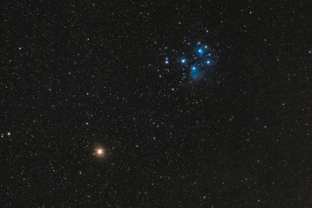 Photo of Mars and Pleiades