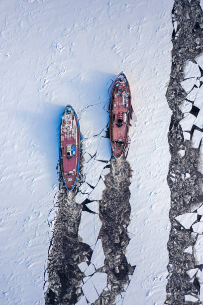 istock Crushing the ice by icebreakers on Vistula river, Poland 1305850432