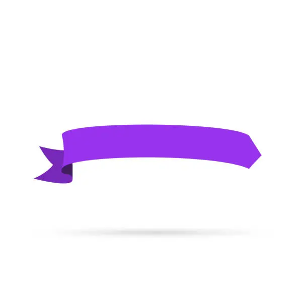 Vector illustration of Purple ribbon isolated on white background - Design Element