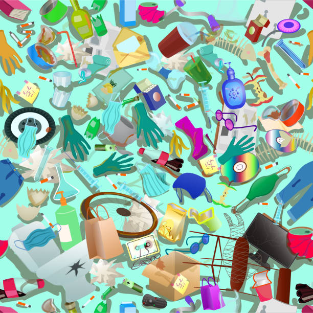 istock A pile of rubbish. Unsorted waste in water. Seamless pattern. Vector illustration. 1305853480