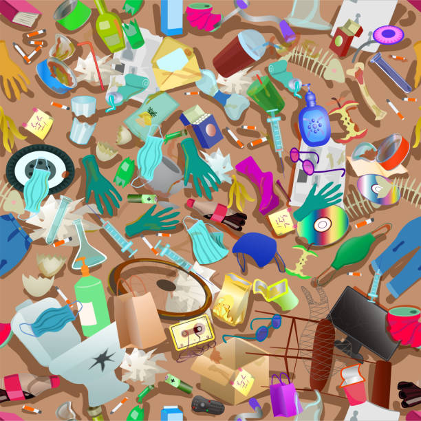istock A pile of rubbish. Unsorted waste on the ground. Seamless patterns. Vector illustration. 1305853482