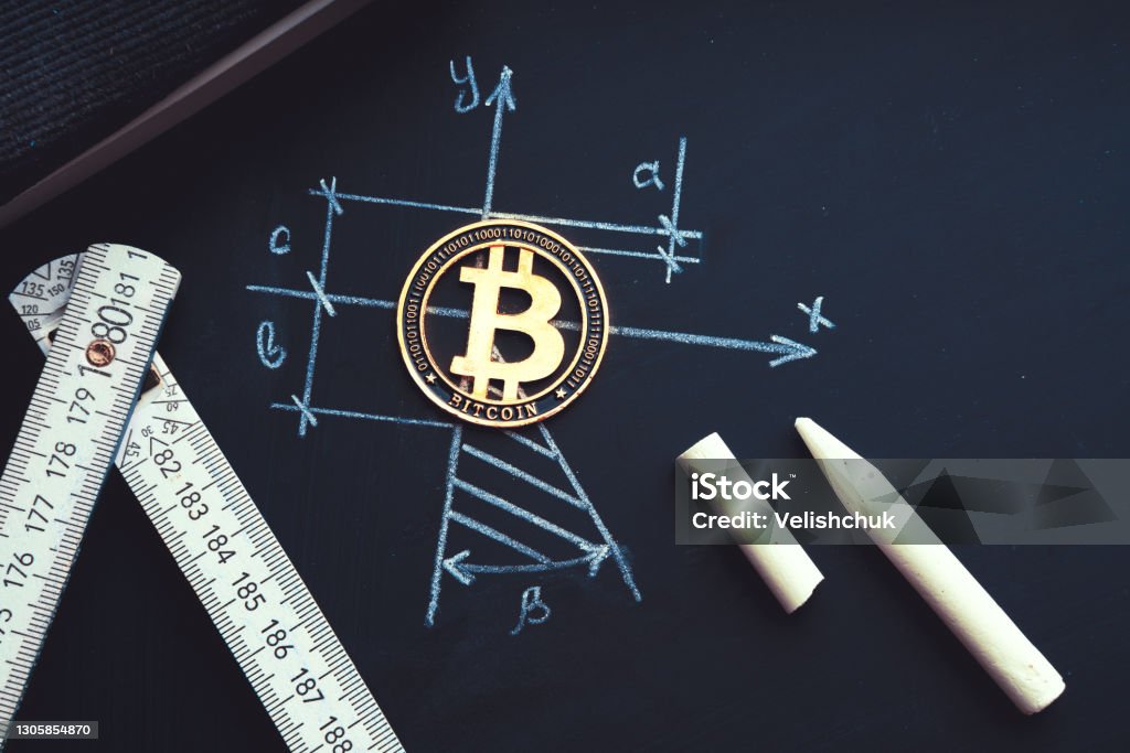 Bitcoin geometric harmony. Symbol of planning, rationality Bitcoin geometric harmony. Symbol of planning, rationality. Symbol Stock Photo