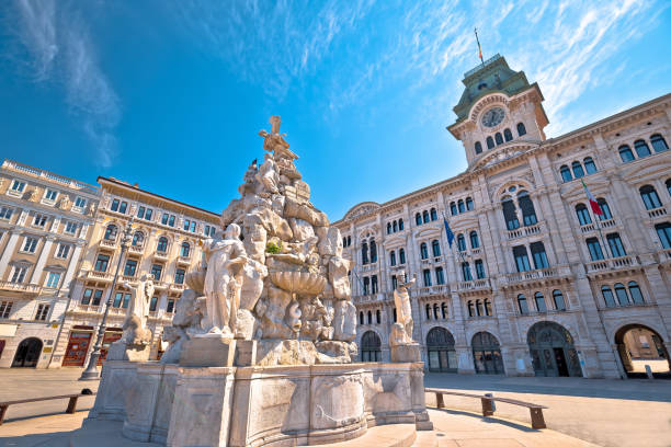 Trieste city hall on Piazza Unita d Italia square Trieste city hall on Piazza Unita d Italia square view, Friuli Venezia Giulia region of Italy trieste stock pictures, royalty-free photos & images