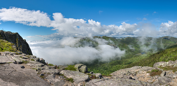 Panoramic view of the valley, above the clouds, Charlevoix, Quebec, Canada