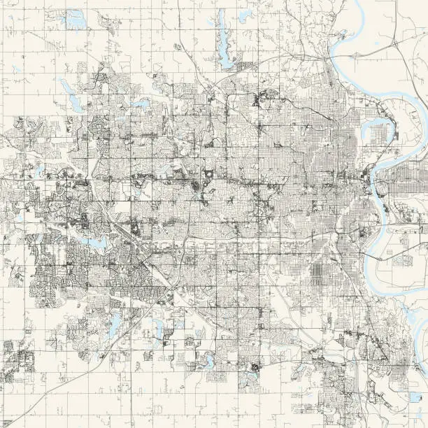 Vector illustration of Omaha, Nebraska, USA Vector Map