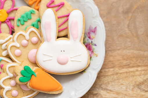 Easter cookies on a plate. Butter cookies.