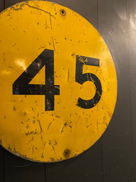 istock The number 45 on a metal sign. 1305860446