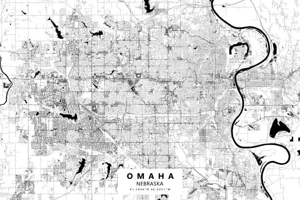 Vector illustration of Omaha, Nebraska, USA Vector Map