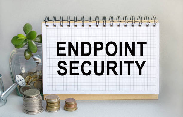 istock ENDPOINT SECURITY is written in a notebook that sits on the table along with a stack of coins, a glass jar with coins and a sprout, and a small toy watering can. Money saving concept. 1305865078