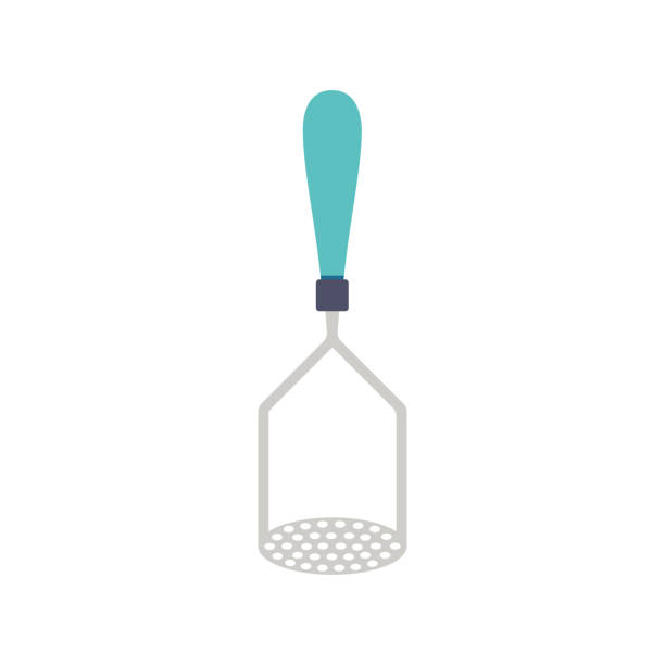 potato masher isolated on white background, vector illustration cartoon potato masher isolated on white background, vector illustration, flat icon, kitchen utensils clip art of a potato masher stock illustrations