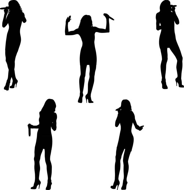 solist - silhouette singer singing group of objects stock-grafiken, -clipart, -cartoons und -symbole