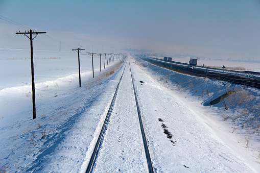 Snowy railway, Kars Turkey