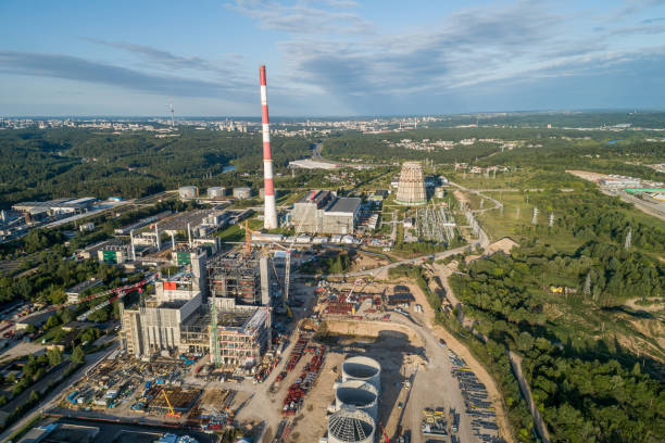 istock Cogeneration Power Plant Construction Area in Vilnius, Lithuania 1305871631