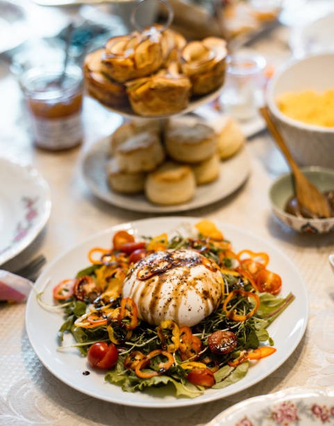 istock Fresh burrata plate mix on brunch table 1305873752