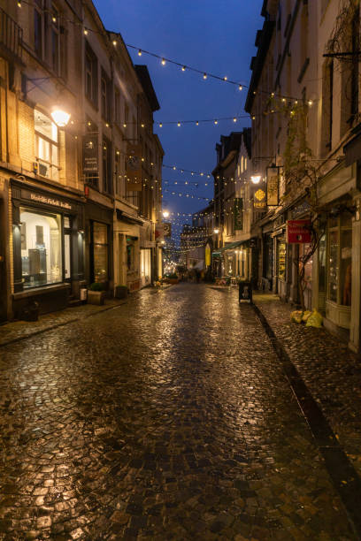 istock Street with lights at night 1305873890