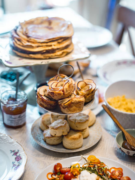 istock Fresh apple blossom pastry on brunch table 1305874574