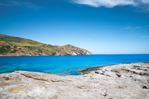Idyllic remote beach (Appolonas) on Naxos island, Greece.
