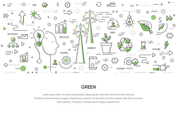 дудл концепции работы - climate energy efficiency symbol stock illustrations